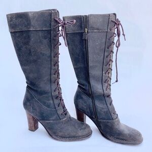 Frye Villager Lace Up Heeled Boots in Brown Size 8.5